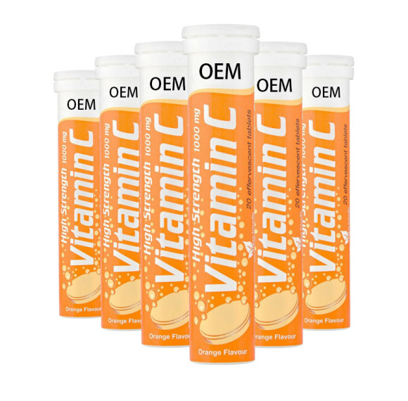 维生素C泡腾片 | 橙味 | 高浓度1000毫克维生素C | OEM/ODM