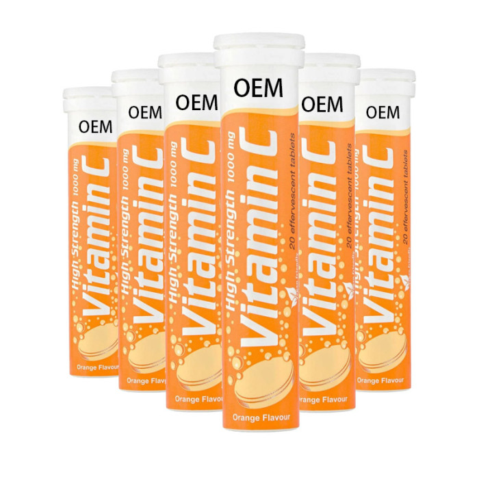 维生素C泡腾片 | 橙味 | 高浓度1000毫克维生素C | OEM/ODM