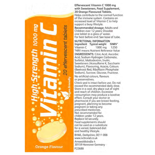 Vitamin C Effervescent Tablets | Orange Flavor | High-Potency 1000mg Vitamin C |OEM/ODM
