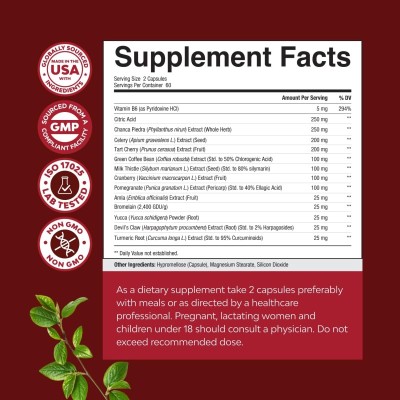 Uric Acid Balance Complex Capsules |Tart Cherry & Celery Seed – A Blend of 13 Plant Extracts|OEM/ODM