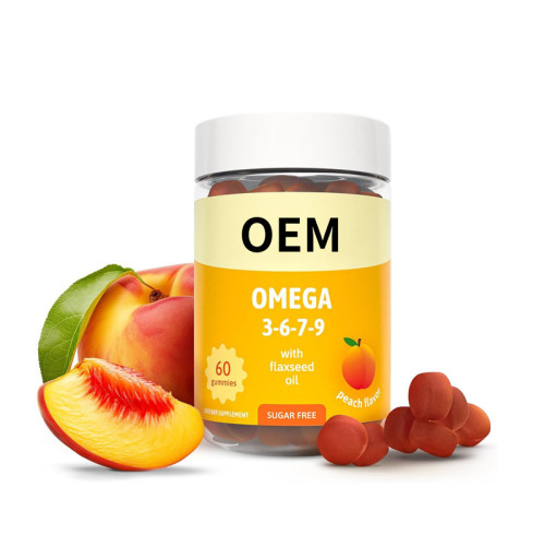 Omega3679 Plant-Based Gummies | Vegan Flaxseed & Sea Buckthorn Oil Formula | Peach Flavor|OEM/ODM