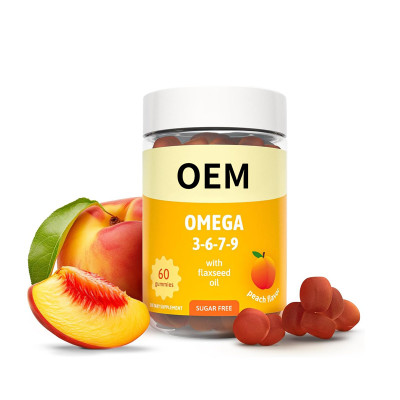 Omega3679 Plant-Based Gummies | Vegan Flaxseed & Sea Buckthorn Oil Formula | Peach Flavor|OEM/ODM