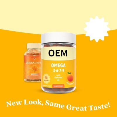 Omega3679 Plant-Based Gummies | Vegan Flaxseed & Sea Buckthorn Oil Formula | Peach Flavor|OEM/ODM