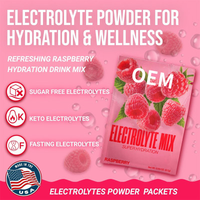 Electrolyte Blend Powder | Raspberry Flavor | Keto-Friendly | Zero Sugar|OEM/ODM