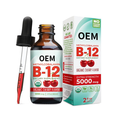 Methylcobalamin B12 Drops | Organic Cherry Flavor | 5000mcg Vegan Formula|OEM/ODM