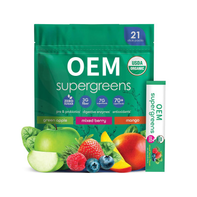 Super Greens Powder | 70+ Plant-Based Ingredients | Zero Sugar | High-Fiber Prebiotic Blend|OEM/ODM