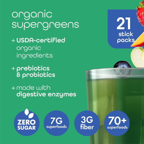 Super Greens Powder | 70+ Plant-Based Ingredients | Zero Sugar | High-Fiber Prebiotic Blend|OEM/ODM