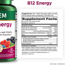Vitamin B12 Energy Tablets | B-Complex + D + Superfruit Formula | Rapid-Dissolve|OEM/ODM