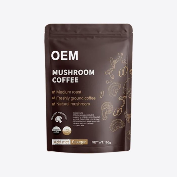 Mushroom Instant Coffee Powder | With MCT Coconut Oil | Zero Sucrose | Six-Mushroom Blend|OEM/ODM