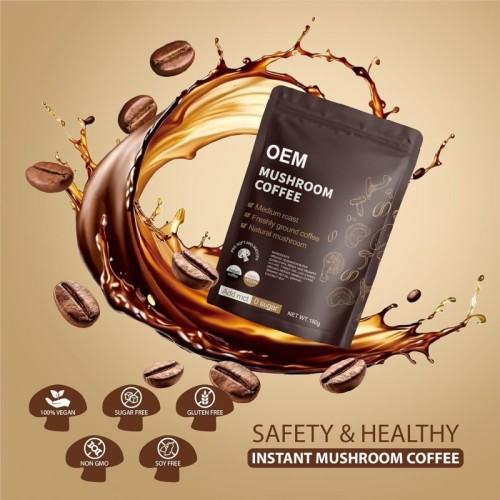 Mushroom Instant Coffee Powder | With MCT Coconut Oil | Zero Sucrose | Six-Mushroom Blend|OEM/ODM