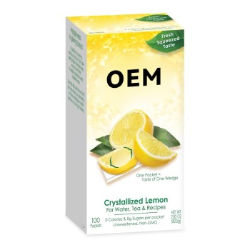 Crystallized Lemon Powder Packets | Fresh Squeezed Lemon Taste | Water & Tea Flavoring | OEM / ODM