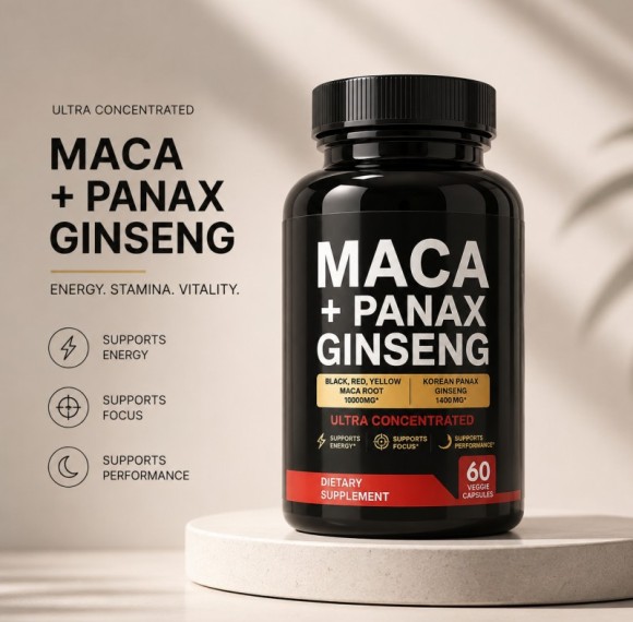 Maca Root Panax Ginseng Capsules | Herbal Botanical Blend | Men's Wellness Formula | OEM/ODM