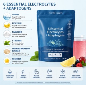 Electrolyte Powder Stick Packs | Zero Sugar Formula | 6 Electrolytes & Adaptogen Blend | OEM/ODM