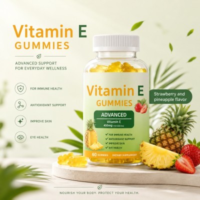 Vitamin E Gummies | Advanced Formula | Vitamin E & Fruit Flavor Blend | Beauty Wellness | OEM/ODM