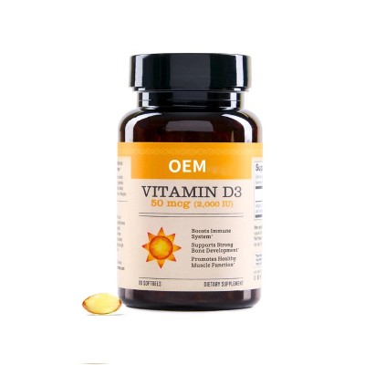 Vitamin D3 Softgels | Organic Cold-Pressed Olive Oil Base | 2000 IU Dietary Supplement|OEM/ODM