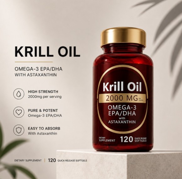 Antarctic Krill Oil Softgels | 2000mg Per Serving | EPA/DHA + Astaxanthin | OEM/ODM