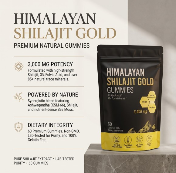 Himalayan Shilajit Gold Gummies | Shilajit, Ashwagandha & Sea Moss | Men's Vitality | OEM/ODM
