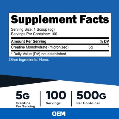 Creatine Monohydrate Powder|Unflavored & Micronized|Easy-to-Dissolve Formula|5g Per Serving|OEM/ODM