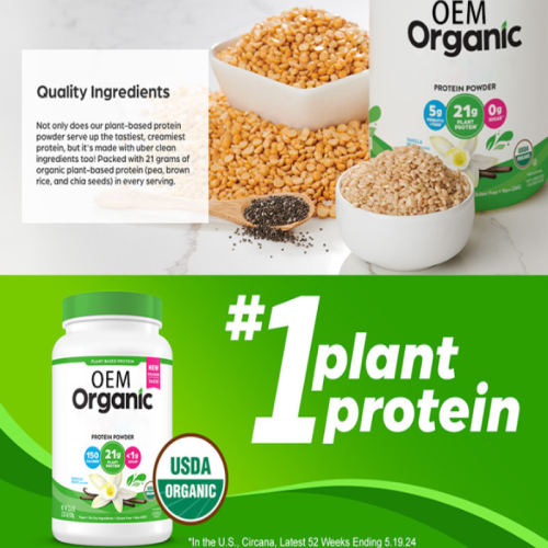 Vegan Protein Powder | Certified Organic Formula | Plant-Based Prebiotic Fiber | Sugar-Free|OEM/ODM
