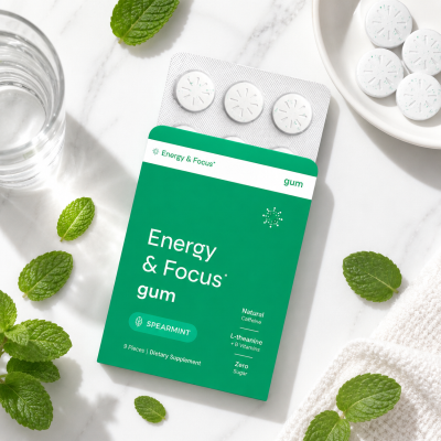 Spearmint Sugar-Free Mint Gum| Contains Natural Caffeine | Supports Daytime Energy & Focus |OEM/ODM