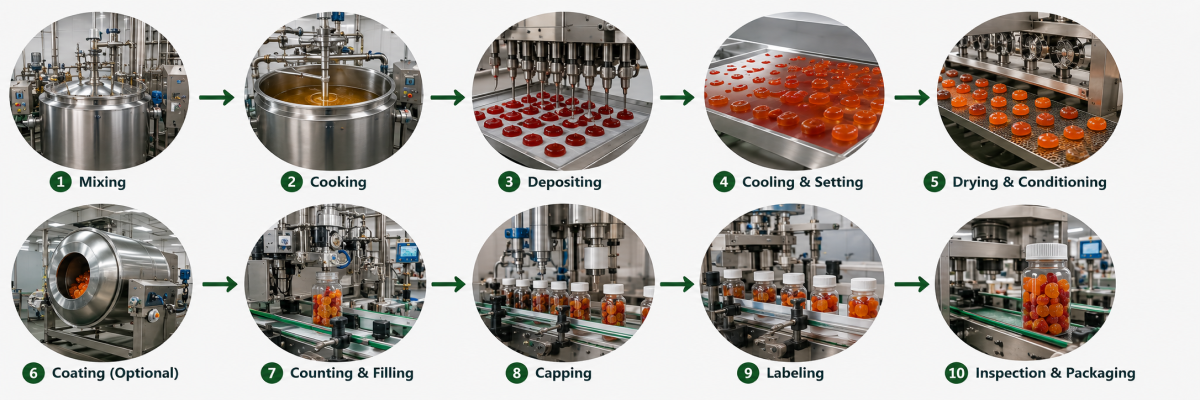 Modern supplement manufacturing facility with automated production line