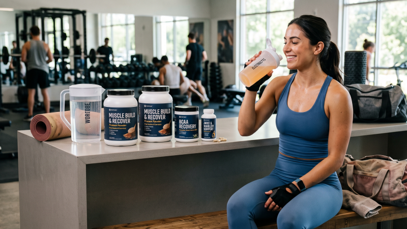 People take sports recovery supplements after exercise.