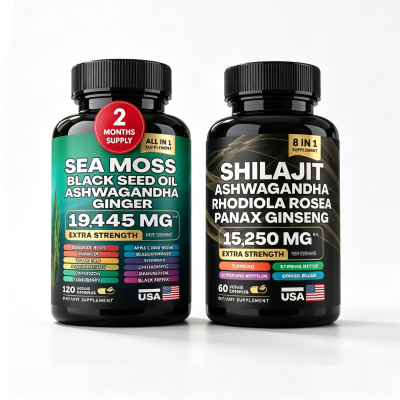 Sea Moss Shilajit Capsules | Herbal Blend | Ashwagandha & Ginseng Formula | Men's Wellness | OEM/ODM