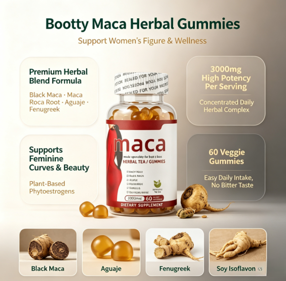 Maca Gummies | Feminine Wellness Formula | Maca Root & Botanical Blend | Beauty Wellness | OEM/ODM