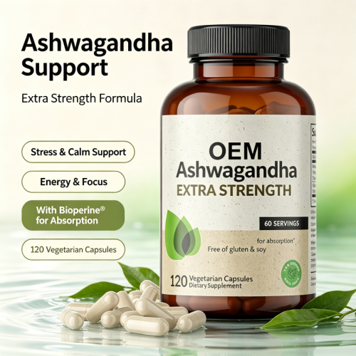 Ashwagandha Vegetarian Capsules | With Black Pepper Extract | Gluten-Free & Soy-Free|OEM/ODM