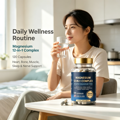 12-in-1 Magnesium Complex Capsules | 700mg Per Serving | Multi-Form Formula |Daily Wellness |OEM/ODM
