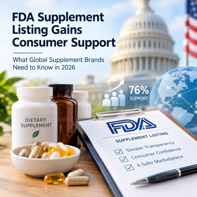 FDA Supplement Listing Gains Consumer Support: What Global Supplement Brands Need to Know in 2026