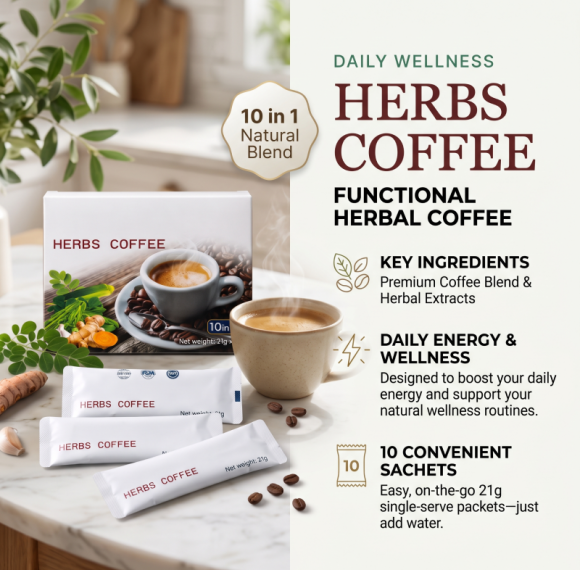 Herbs Coffee Sachets | Coffee Blend & Herbal Extracts | Daily Wellness | OEM/ODM