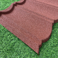 Red stone coated metal roof tile color sample