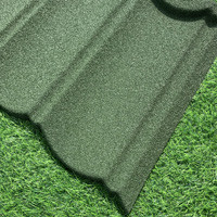 Green stone coated metal roof tile color sample