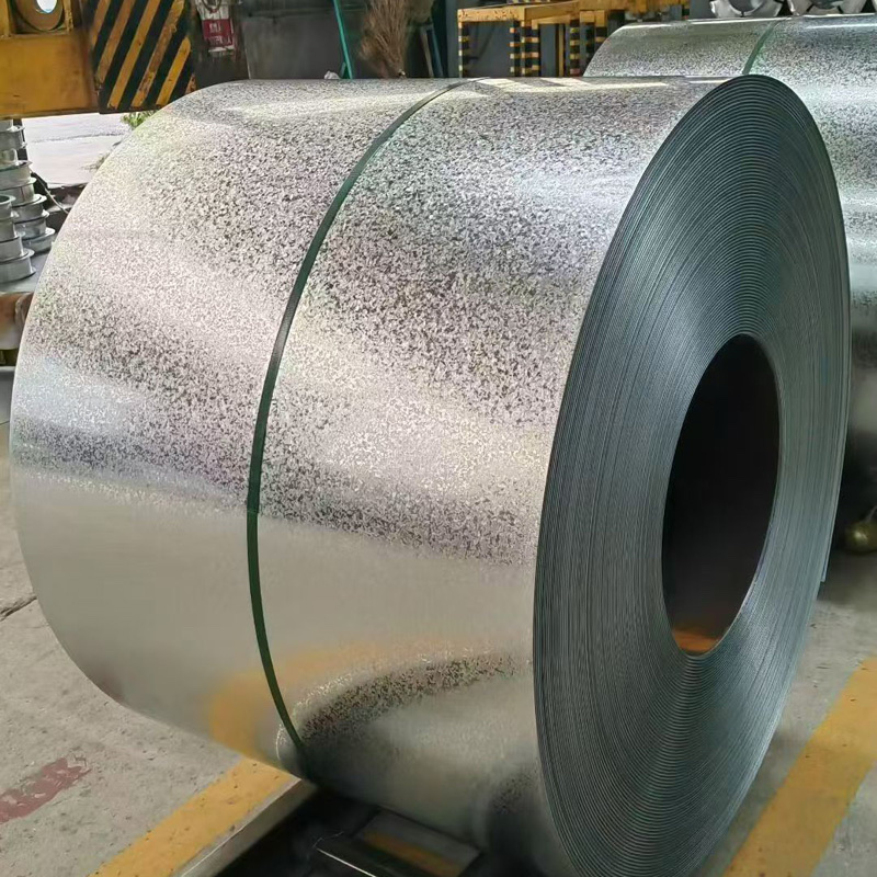 Galvanized steel coil with visible zinc spangle