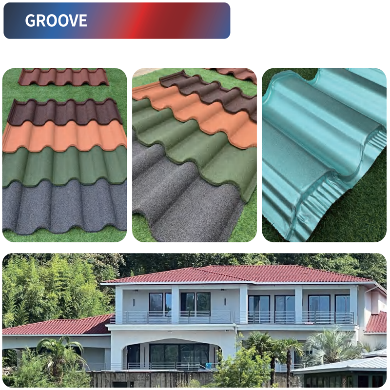 stone coated metal roof tile Groove type