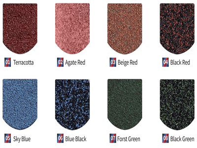 Stone coated metal roof tile sample in different color