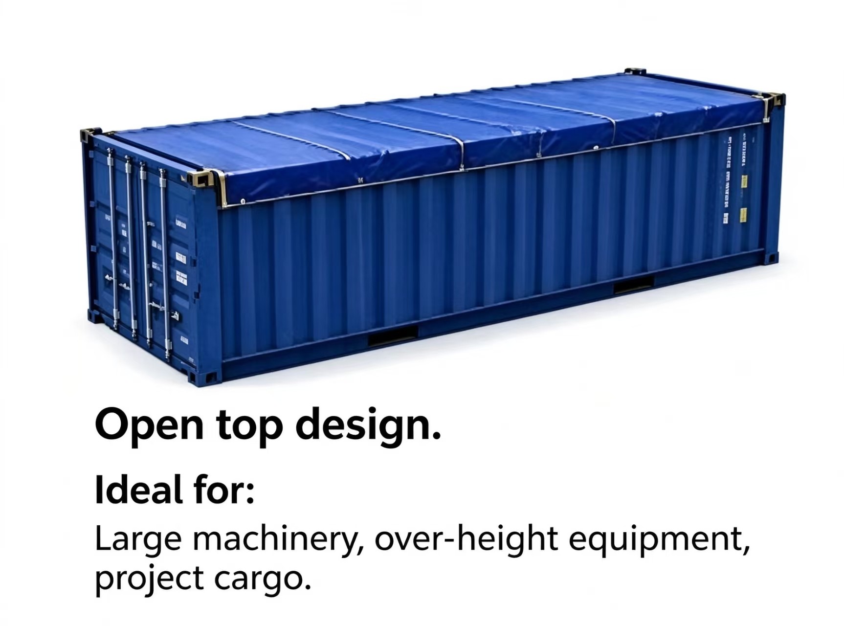 An open-top container whose removable roof allows over-height cargo to be loaded