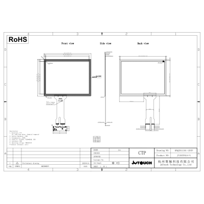 15.0" G+G Capacitive Touch Panel JT150TP010-V1