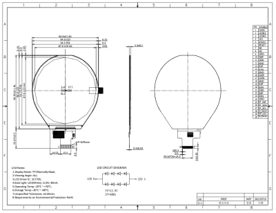 3.4-inch Round TFT-LCD Display Module (MIPI DSI Interface)