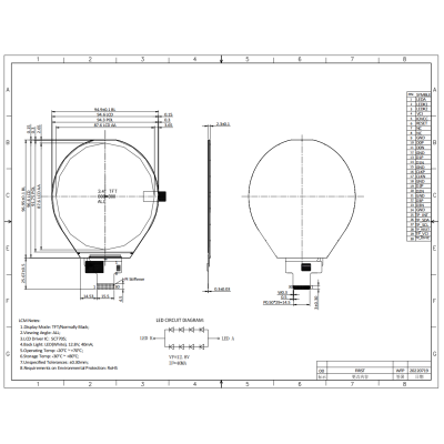 3.4-inch Round TFT-LCD Display Module (MIPI DSI Interface)