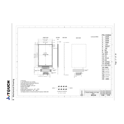 3.5-inch 320 × 480 Resolution TFT-LCD Display Module (500 cd/m²)