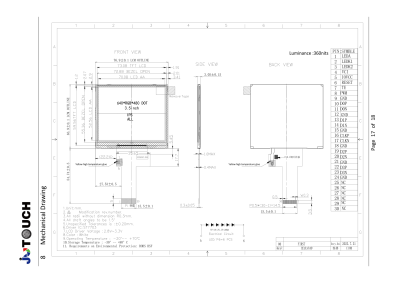 3.5-inch VGA TFT-LCD Display Module (360 cd/m²)