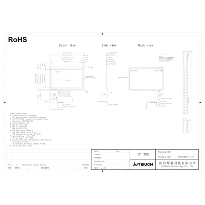 5.0" TFT LCD Capacitive Touch Screen Module