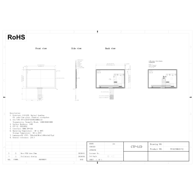 10.1 Inch Optical Bonding Capacitive Touch Monitor 1280x800 850nits HDMI DP USB 10-Point Touch Screen Display