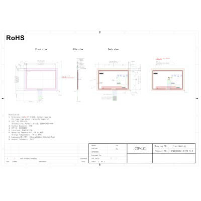 10.1 Inch Open Frame Capacitive Touch Monitor 1280x800 850nits HDMI DP USB AG AF Anti-Glare Industrial Embedded Display