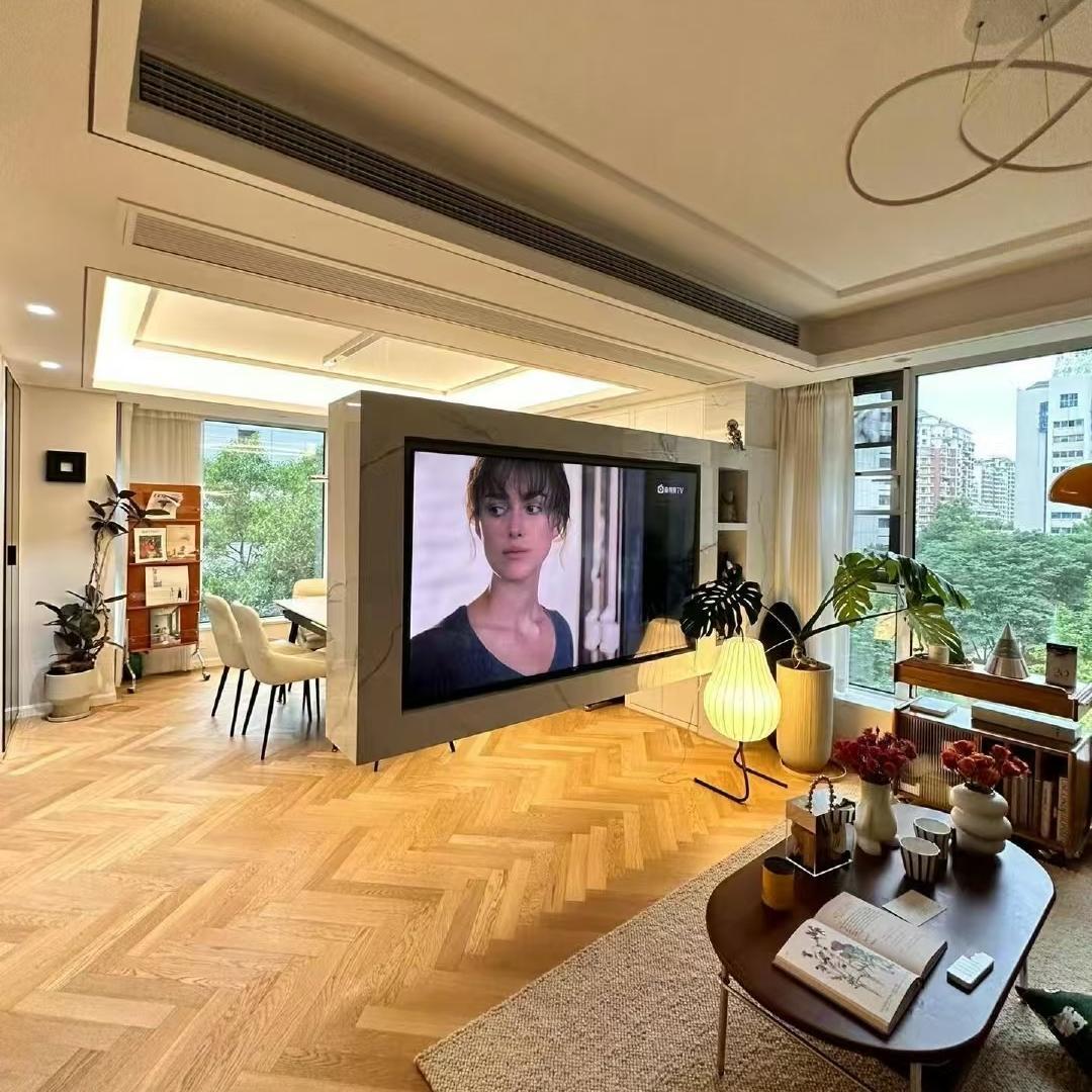 Wide Herringbone Oak Flooring for a Modern Eclectic Residence in Shanghai