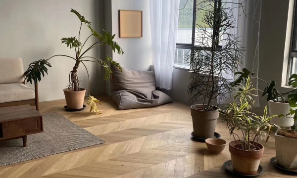 Still, Warm, and Whole — A Natural Oak Chevron Floor in a Kyoto Japandi Loft