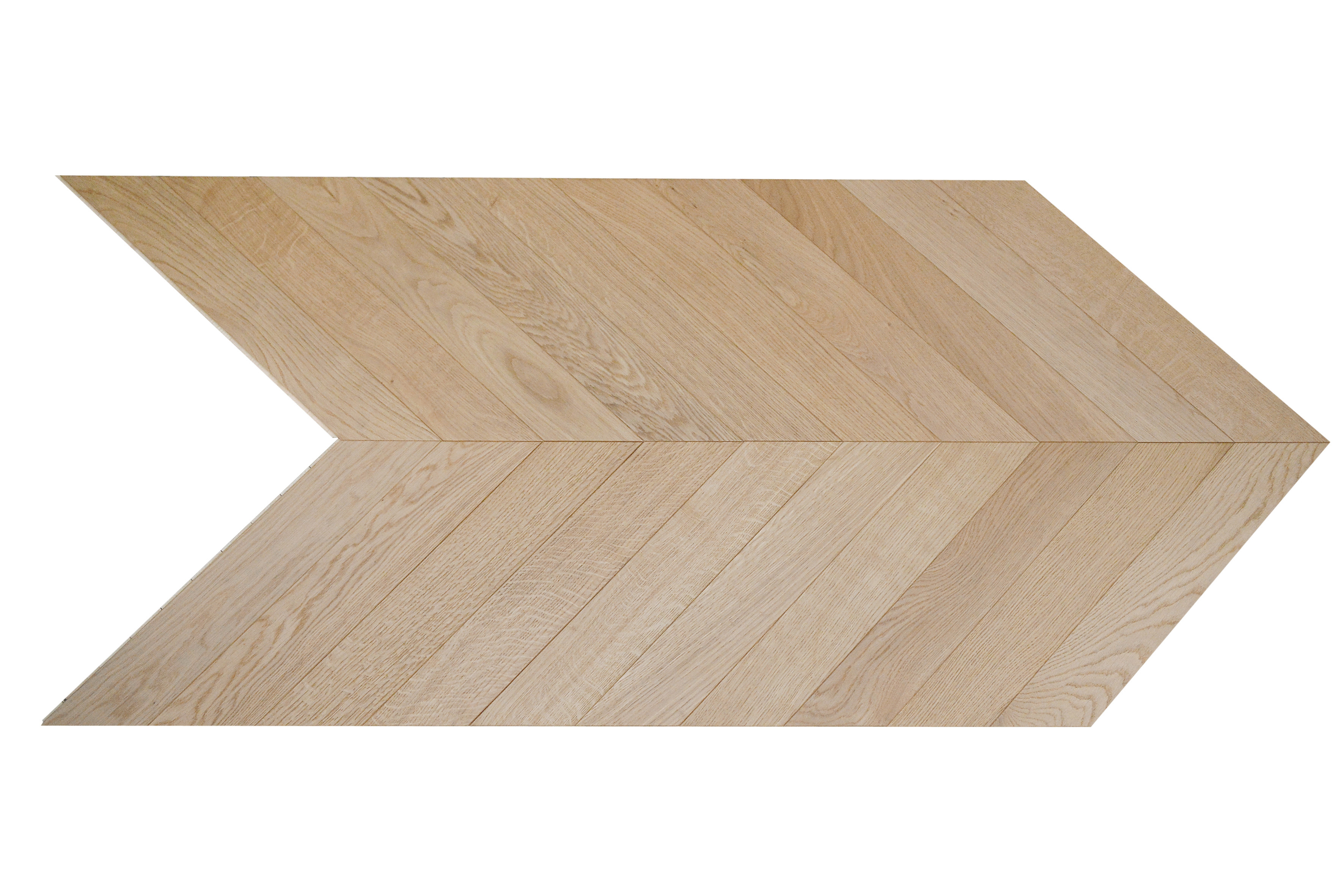 Precise chevron joint detail of three-layer engineered warm natural oak flooring, clean V-pattern parquet installation with organic grain texture