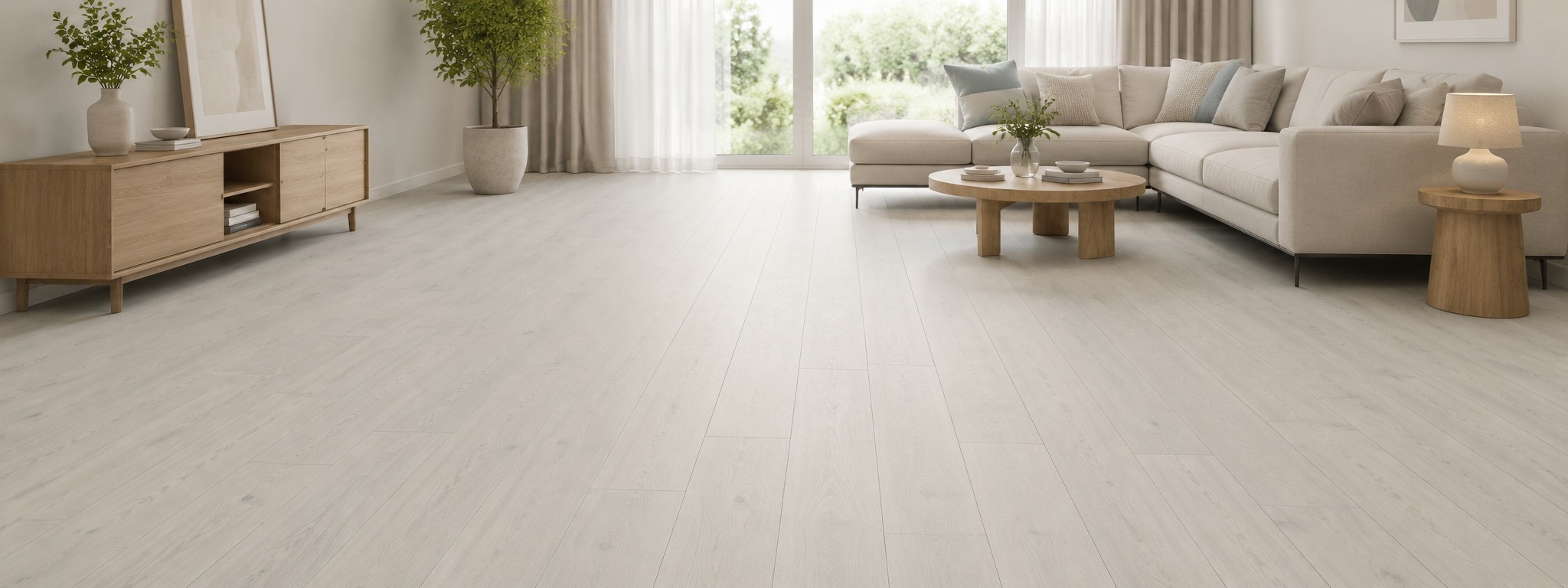 AM-19 Pearl Grey Oak Wide Plank Engineered Flooring Installed